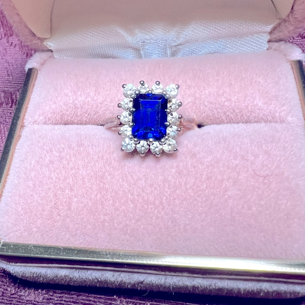 SUPER SALE Gorgeous Genuine Blue Sapphire & Solid Sterling Silver Ring-Size 6.